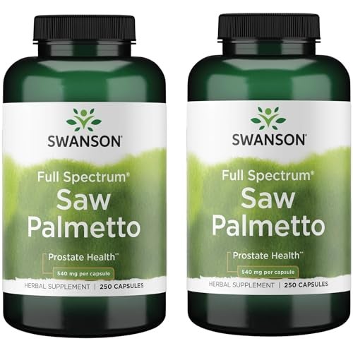 Swanson Saw Palmetto Herbal Supplement Promoting Male Prostate Health Support Natural Hair Supplement Urinary Health Support 540 mg 250 Capsules 2 Pack