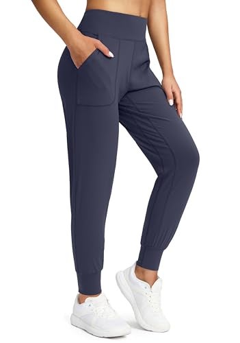 Soothfeel Women's Joggers with Zipper Pockets High Waisted Athletic Workout Yoga Pants Joggers for Women Navy Blue - Image 1