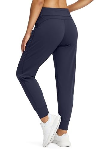 Soothfeel Women's Joggers with Zipper Pockets High Waisted Athletic Workout Yoga Pants Joggers for Women Navy Blue - Image 2