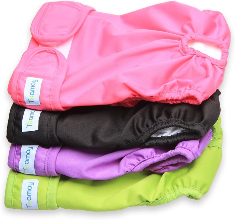 Teamoy 4pcs Washable Female Dog Diapers, Reusable Doggie Diaper Wraps for Female Dogs, Super-Absorbent and Comfortable, Medium - Image 1