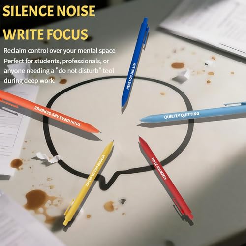 Jxueych Hilarious Office Humor Pens Set of 5 with Snarky Sayings - Mute Yourself, Always Out of Office & More | Perfect Gag Gift for Colleagues & Desk Decor - Image 3