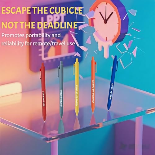 Jxueych Hilarious Office Humor Pens Set of 5 with Snarky Sayings - Mute Yourself, Always Out of Office & More | Perfect Gag Gift for Colleagues & Desk Decor - Image 5