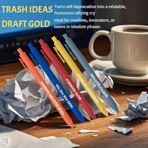 Jxueych Hilarious Office Humor Pens Set of 5 with Snarky Sayings - Mute Yourself, Always Out of Office & More | Perfect Gag Gift for Colleagues & Desk Decor - Image 4