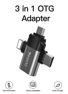 Yesido Yesido GS15 OTG Adapter 3 In 1 USB 2.0 to Type-C / Micro / Lightning Adapter for Smart Phones - White  - Image 2