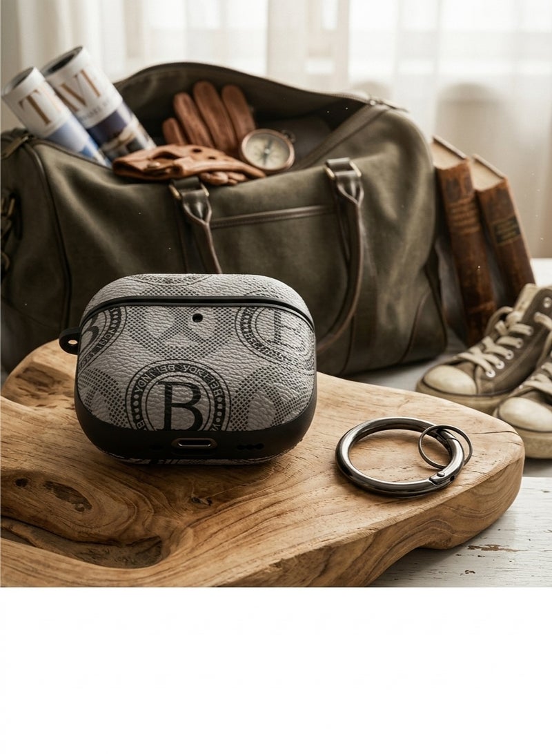 BX حافظة Airpods 3 - حافظة مونوغرام فاخرة عتيقة لـ AirPods 3 | غلاف واقي متين للمغامرات مع كارابينر - Image 2