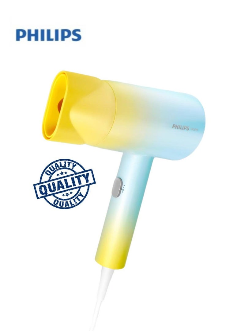 فيليبس Philips High-Power Negative Ion Hair Dryer BHD399 | Gradient Color Edition | 1800W Fast Drying | Constant Temperature Color Protection & Hair Friendly BLUE/YELLOW - Image 1