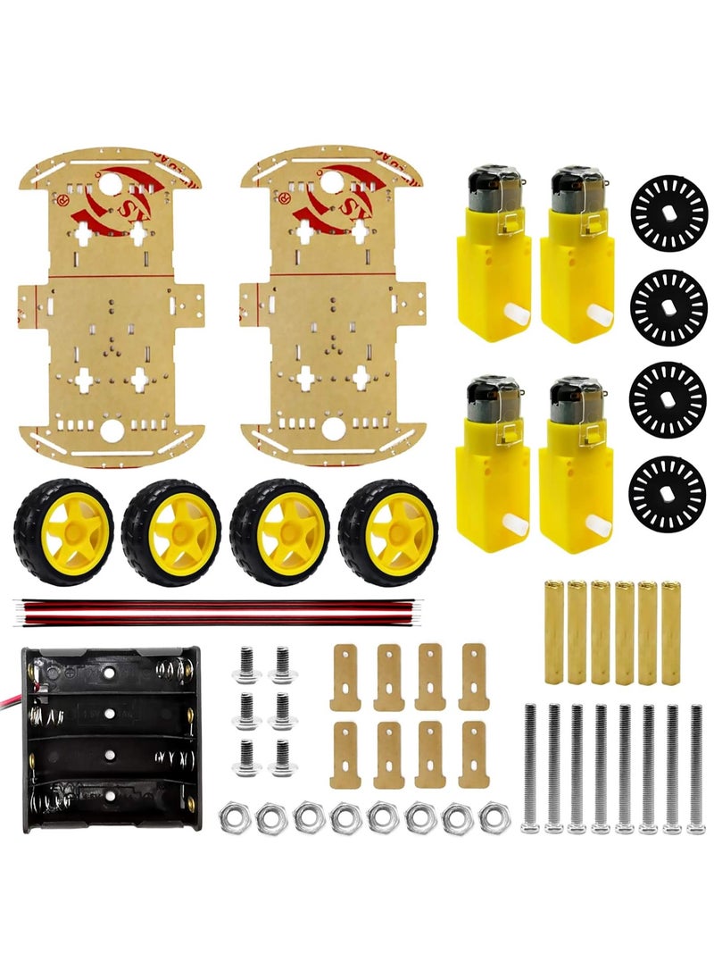 SYOSI - DIY Robot Smart Car Chassis Kit with Speed Encoder, 4 Wheels, and Battery Box (4 Wheels) - Image 1