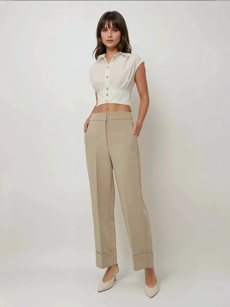 HICCUP Exclusive Tailored Double Hem Carrot Pants