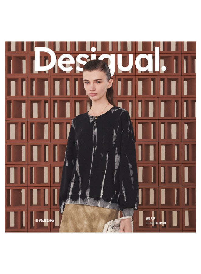 DESIGUAL [Spanish Fashion Luxury] Loose Tie-Dye Embroidered Women'S Round Neck Sweatshirt - Image 4