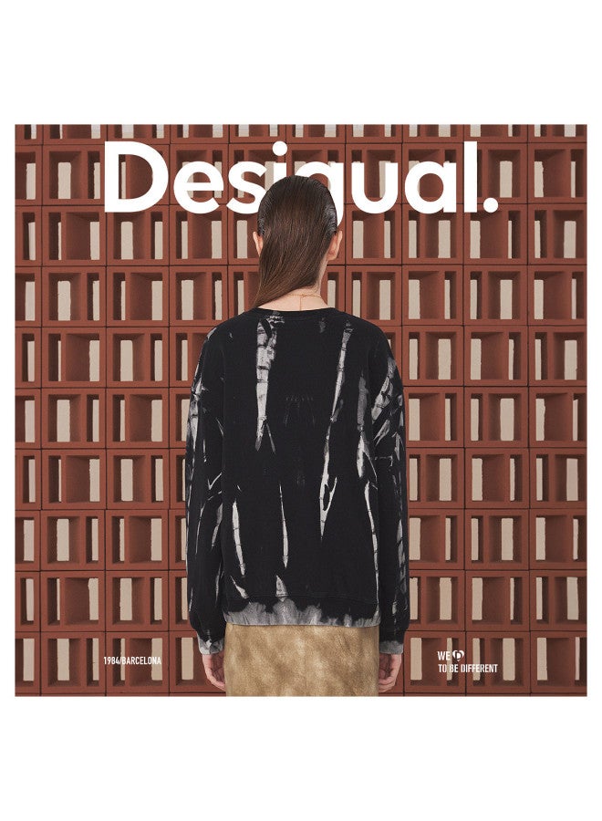 DESIGUAL [Spanish Fashion Luxury] Loose Tie-Dye Embroidered Women'S Round Neck Sweatshirt - Image 5