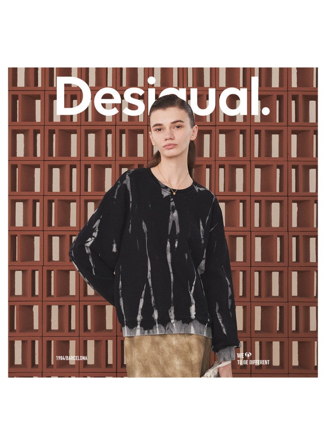 DESIGUAL [Spanish Fashion Luxury] Loose Tie-Dye Embroidered Women'S Round Neck Sweatshirt - Image 3