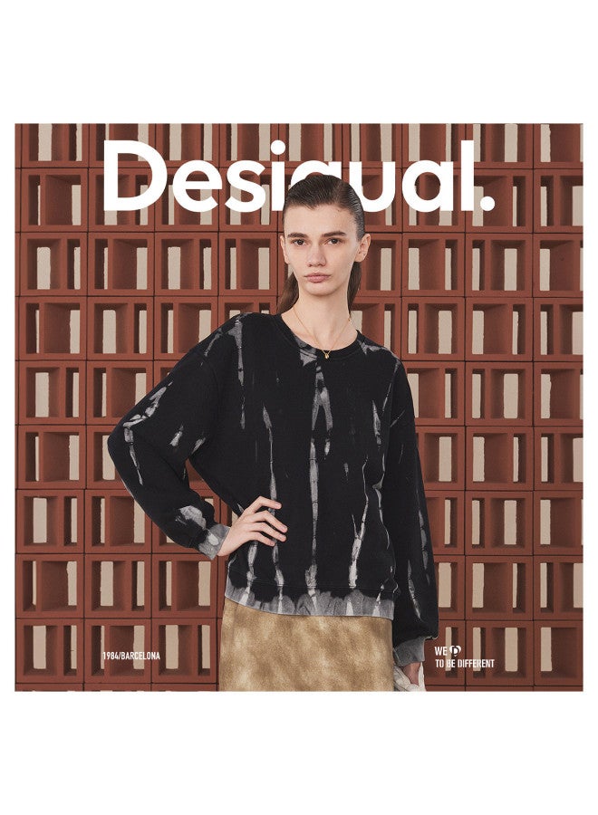 DESIGUAL [Spanish Fashion Luxury] Loose Tie-Dye Embroidered Women'S Round Neck Sweatshirt - Image 2