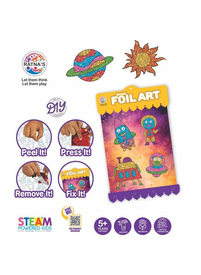 RATNA'S Space Foil Art DIY Activity Kit STEAM Powered Foil Fun Art & Craft Kits for Boys & Girls 5+ Years - Image 2