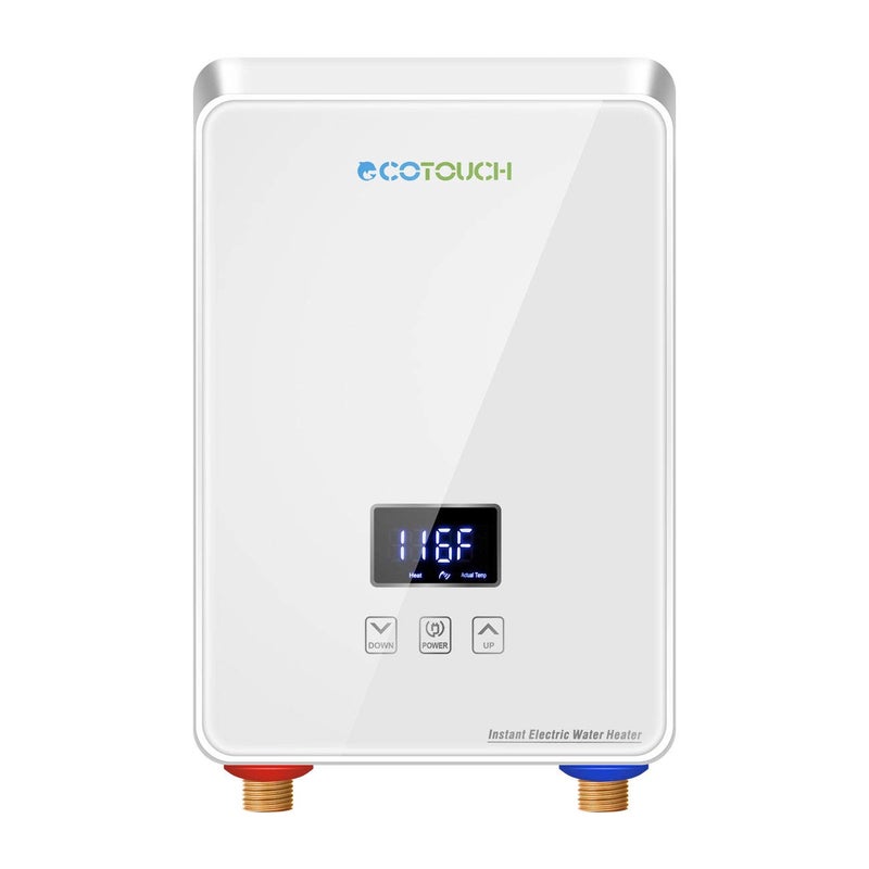 ECOTOUCH Tankless Water Heater 5.5kw 240V, ECOTOUCH Point-of-Use Digital Display,Electric Instant Hot Water Heater with Self-modulating,Overheating Protection,White  - Image 1