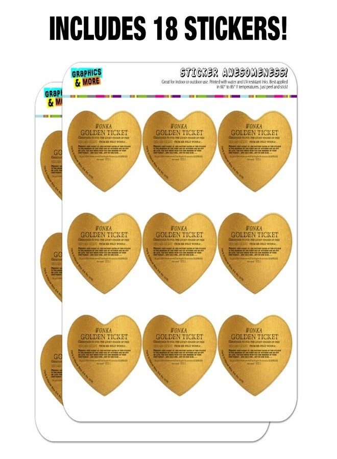 GRAPHICS & MORE Willy Wonka and The Chocolate Factory Golden Ticket Heart Shaped Planner Calendar Scrapbook Craft Stickers - Image 3
