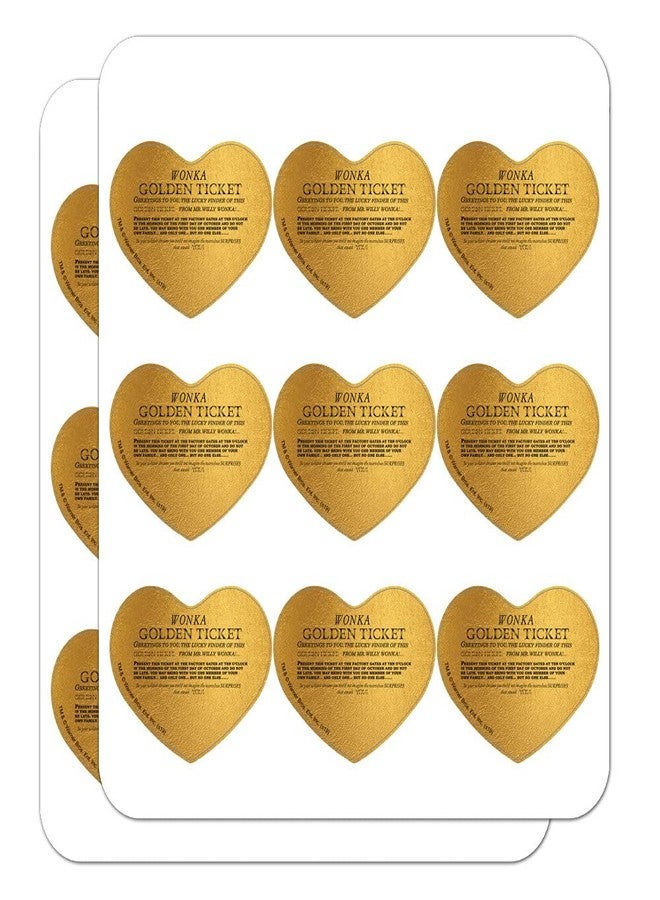 GRAPHICS & MORE Willy Wonka and The Chocolate Factory Golden Ticket Heart Shaped Planner Calendar Scrapbook Craft Stickers - Image 1