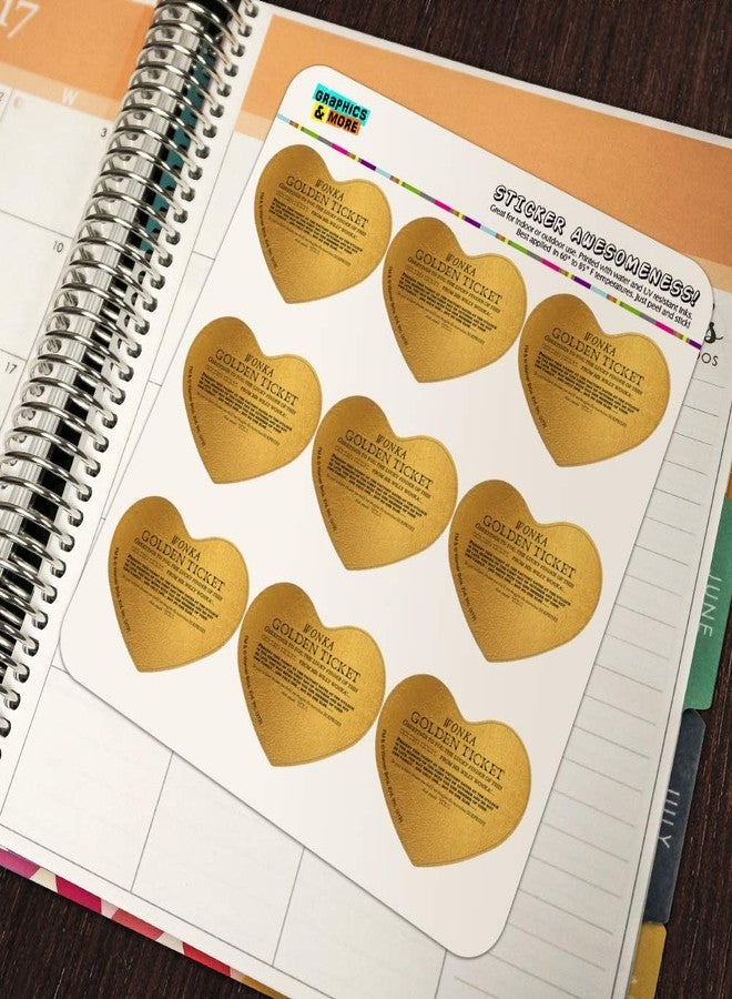 GRAPHICS & MORE Willy Wonka and The Chocolate Factory Golden Ticket Heart Shaped Planner Calendar Scrapbook Craft Stickers - Image 5