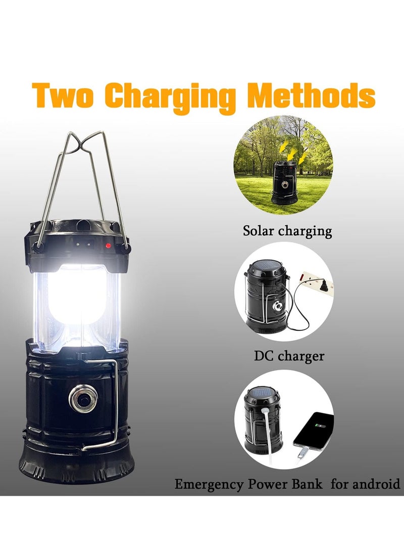 GRKC LED Camping Lantern Solar Rechargeable Collapsible Light for Outdoor, Hiking, Emergency, Storms, and Night Fishing (1 Pack) - Image 3