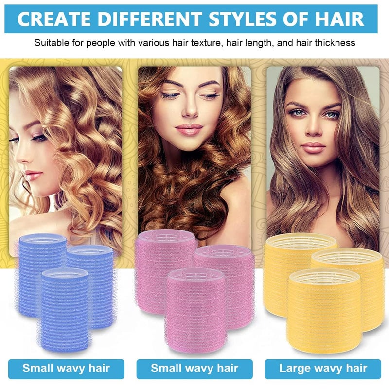 Plenteous Heatless Hair Curler Roller Kit For All Hair Types 3 Sizes Self Grip Magic Hair Roller Clips for 6 Long size rollers 6 Medium size rollers and 6 Short rollers Hair with 6 Bang Clips 1 Stainless Steel Hair Comb - Image 4