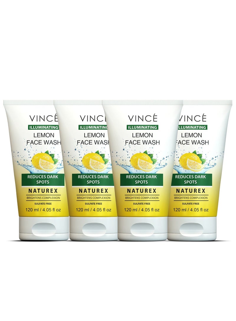 فينس غسول الوجه بالليمون - عبوة من 4 قطع - ينظف البشرة بعمق ويزيل الأوساخ والشوائب - يفتح لون البشرة ويقلل البقع الداكنة ويتحكم في الزيوت الزائدة ويكشف عن بشرة نضرة ومشرقة