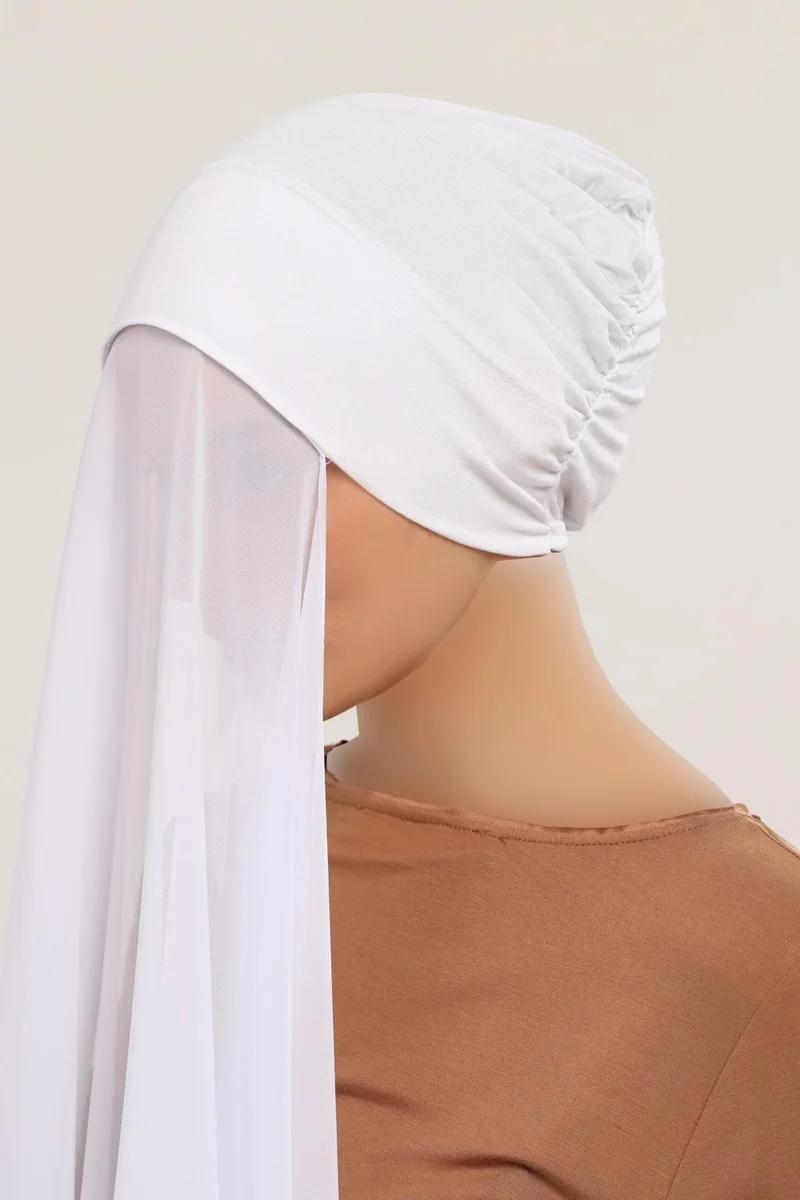 Altobeh Ready Practical Luxury Snap-on Elastic Bonnet Chiffon Shawl