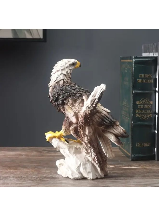 Medium Bald Eagle Statue Majestic Rock Perched Spreading Wings Durable Resin Decor Home Office - Image 5