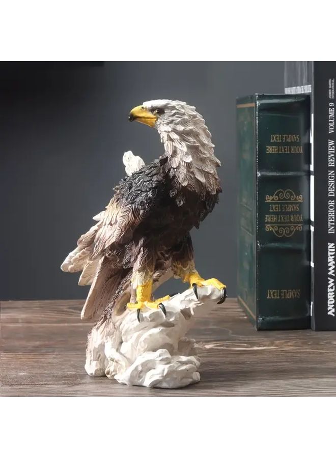 Medium Bald Eagle Statue Majestic Rock Perched Spreading Wings Durable Resin Decor Home Office - Image 4