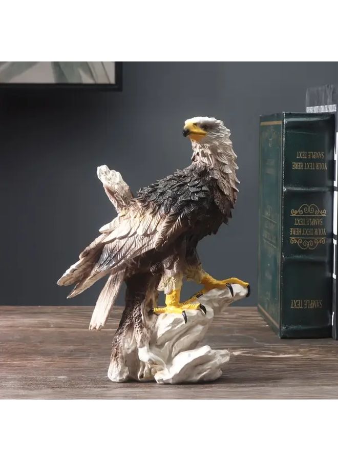 Medium Bald Eagle Statue Majestic Rock Perched Spreading Wings Durable Resin Decor Home Office - Image 1