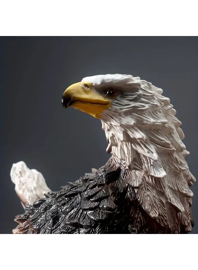 Medium Bald Eagle Statue Majestic Rock Perched Spreading Wings Durable Resin Decor Home Office - Image 2