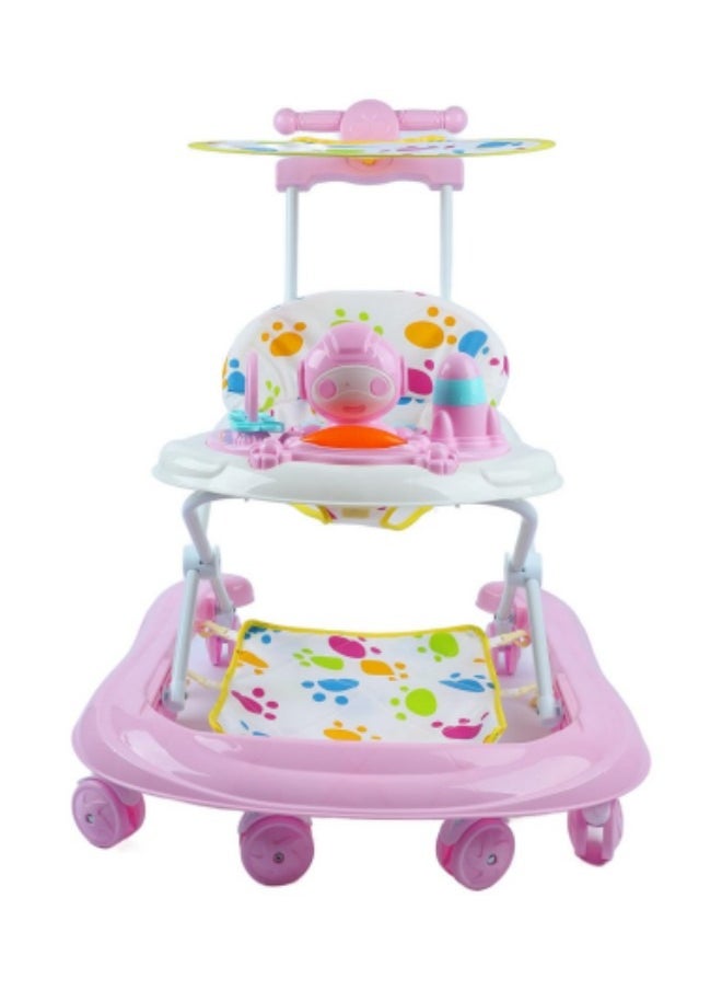 GGEROU - Baby Walkers, 8 Wheels Foldable Activity Walker For Boys Girls Music Box Awning Foldable Toddler Walker Aid Baby Walking Anti Tipping, Pink - Image 1