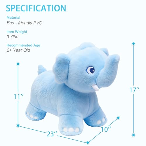 INPANY Bouncy Horse Elephant Hopper Toys Toddler Plush Bouncing Animal Kids Inflatable Ride on Rubber Bouncer Outdoor Birthday Gift for 2 3 4 Yr Boy Girl - Image 5