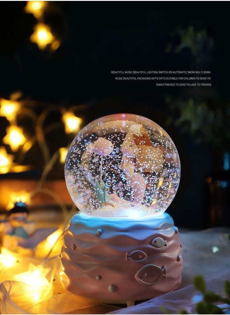 Snow Globes, Mermaid Snowglobes with Musical, LED Lights, Glitter Display Decoration, Home Decor for Kids Room Essentials, Birthday Gift, Precious Keepsake, Cute Novelty Gifts and Collectibles (Pink) - Image 2