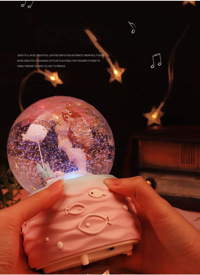 Snow Globes, Mermaid Snowglobes with Musical, LED Lights, Glitter Display Decoration, Home Decor for Kids Room Essentials, Birthday Gift, Precious Keepsake, Cute Novelty Gifts and Collectibles (Pink) - Image 5