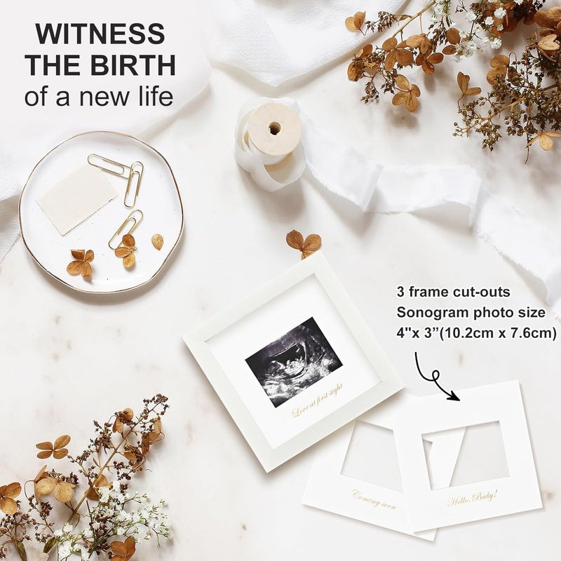 KINLINK Baby Sonogram Picture Frame Love at First Sight Ultrasound Picture Frame Pregnancy Gifts for Expecting MomDad Gender Reveal Party Baby Keepsake Announcement White - Image 3