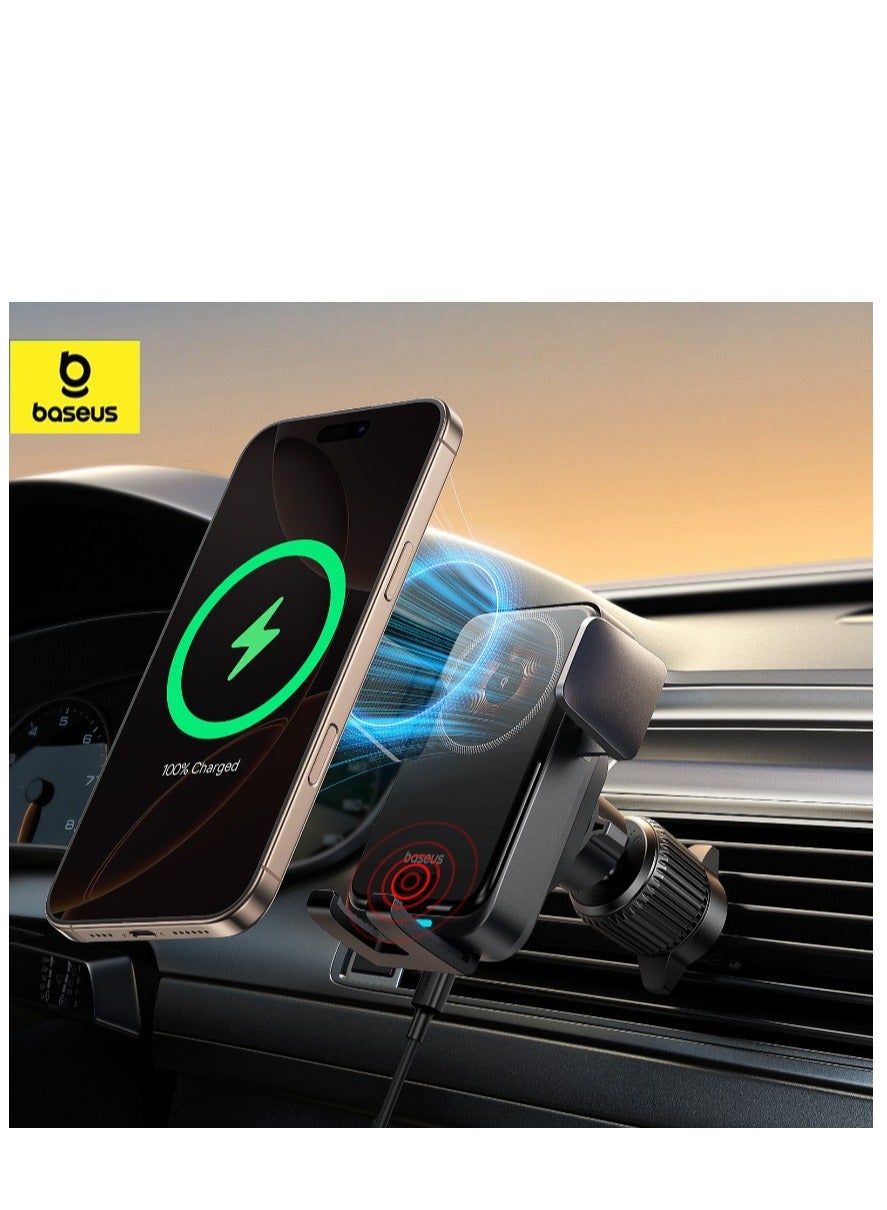 Wireless Car Charger Phone Mount And Car Holder – 15W Qi Fast Charging Auto Clamping Car Charger With Air Vent Phone Holder, One-Hand Operation And 360° Rotation, Wireless Car Charger Mount Compatible With iPhone 16/15/14/13/12 Series, Samsung Galaxy S25/S24/S23 Ultra/S22 And All Qi-Enabled Smartphones - 15W Wireless Car Charger and Holder- Black