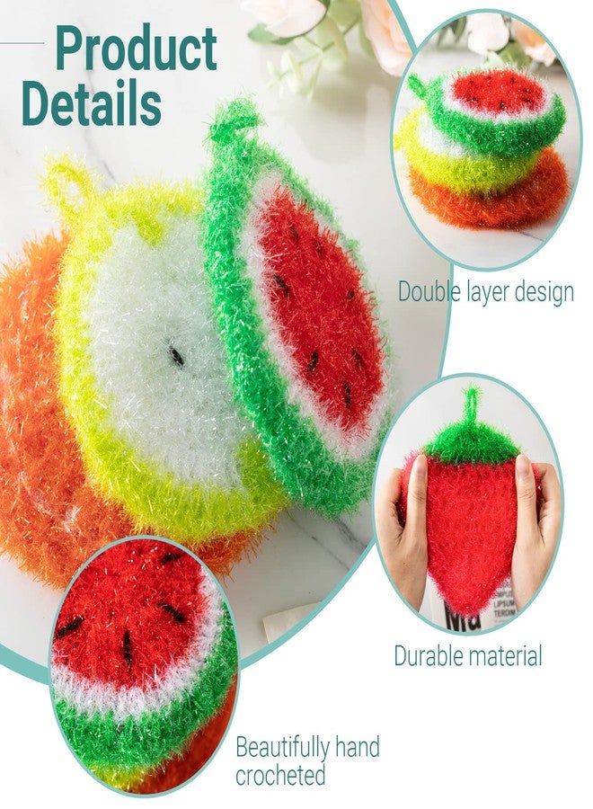 Kenning 16 Pcs Dish Scrubber Non Scratch Dish Washing Scrubbers Reusable Household Cleaning Kitchen Tools for Dishwashing Washing Dishes Cookware Tubs Sinks(Fruit) - Image 3