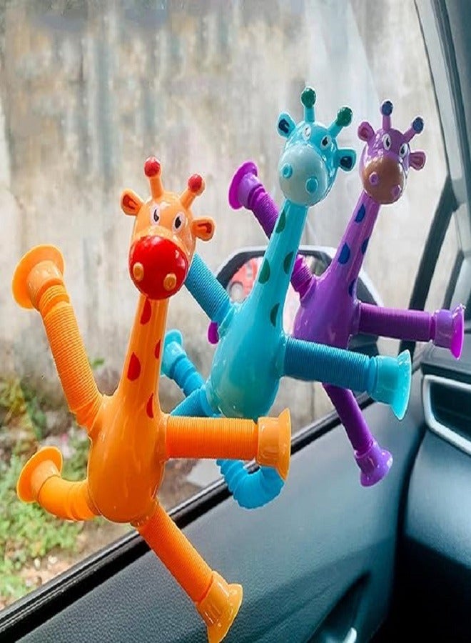 Telescopic Suction Cup Giraffe Toys, Sensory Giraffe Toy, Suction Cup Toy Kids, Giraffe Stuffed Animal, Anti-Stress Fidget Toys, Funny Educational (Brown) - Image 3