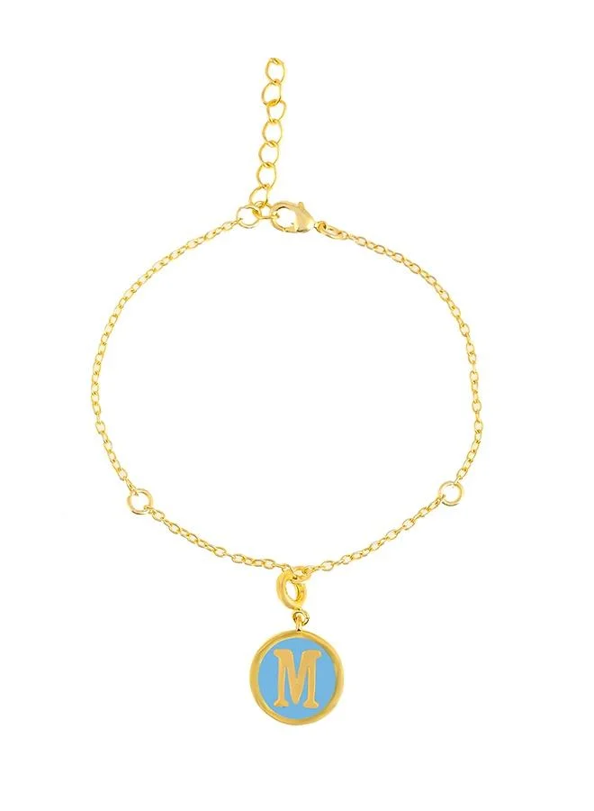 VOYLLA Valentine's Day Collection Alphabet M Blue Enamel Charm