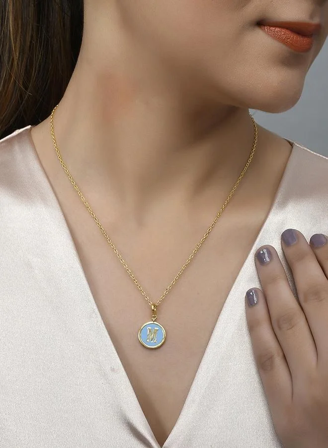 VOYLLA Valentine's Day Collection Alphabet M Blue Enamel Charm