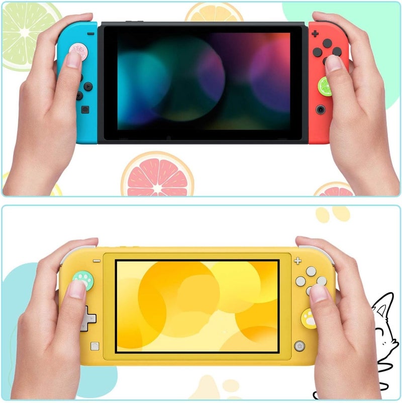 Sumind 24 Pieces Replacement Soft Silicone Cat Paw Flower and Fruit Lemon Design Thumb Grip Caps Analog Stick Cover Joystick Cap Luminous Cover Compatible with Nintendo Switch/Switch Lite Controller - Image 4