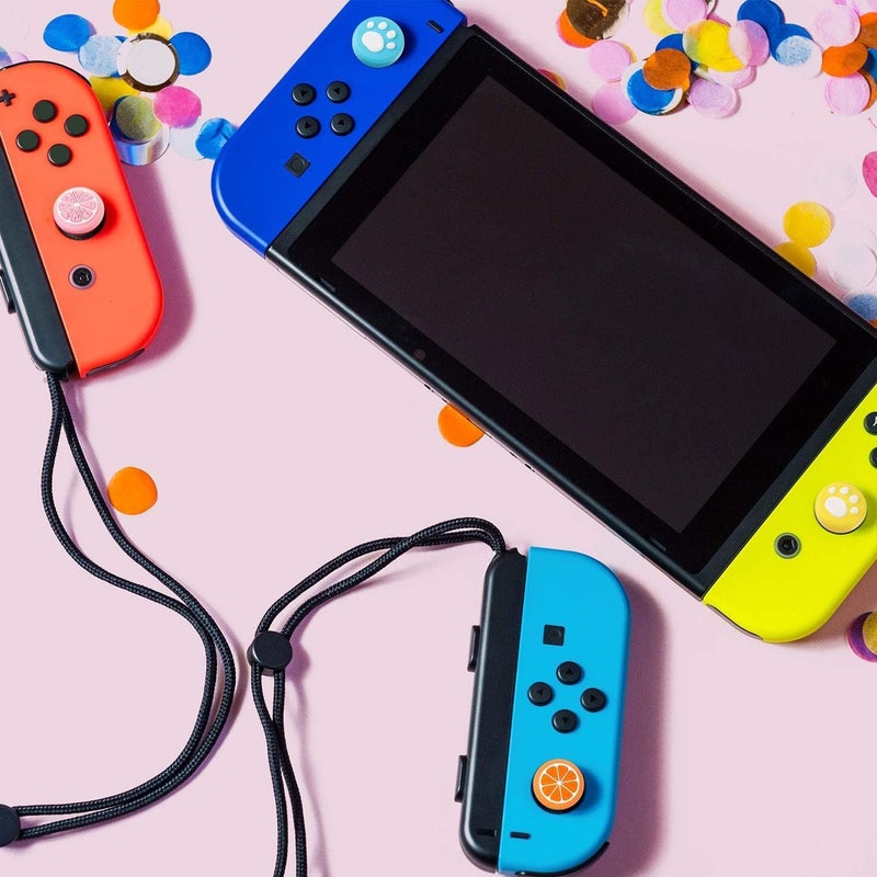 Sumind 24 Pieces Replacement Soft Silicone Cat Paw Flower and Fruit Lemon Design Thumb Grip Caps Analog Stick Cover Joystick Cap Luminous Cover Compatible with Nintendo Switch/Switch Lite Controller - Image 3