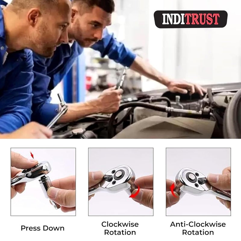 Inditrust Inditrust Red 46 In 1 Pcs Tool Kit For Home Use Spanner Set Socket Set Wrench Set Bike Tool Kit Set Goti Pana Set Torx  - Image 5
