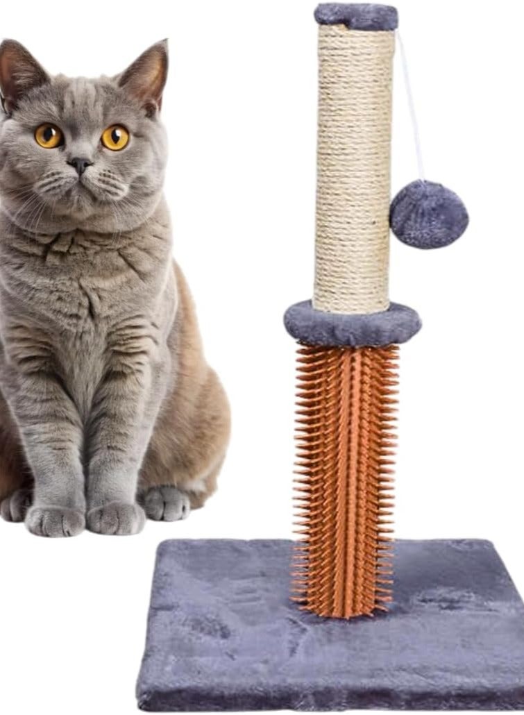 Queens Sisal Post with Plush Base, Hanging Ball Toy for Indoor Cats - 56 cm Sisal Scratch Tower with Interactive Hanging Ball Toys - Sturdy Cat Tree with Plush Base - Natural Rope Post for Scratching - Image 1