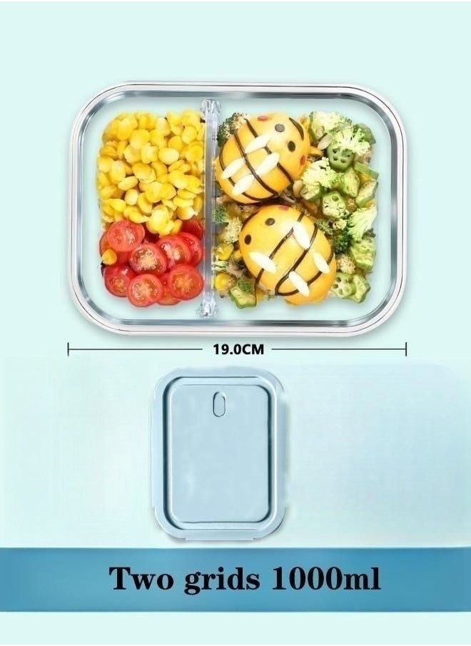 XiuWoo - 3 Piece Microwave Heating High Borosilicate Glass Lunch Box Glass Bowls 1000ml,700ml,410ml With Insulation Bag - Image 1