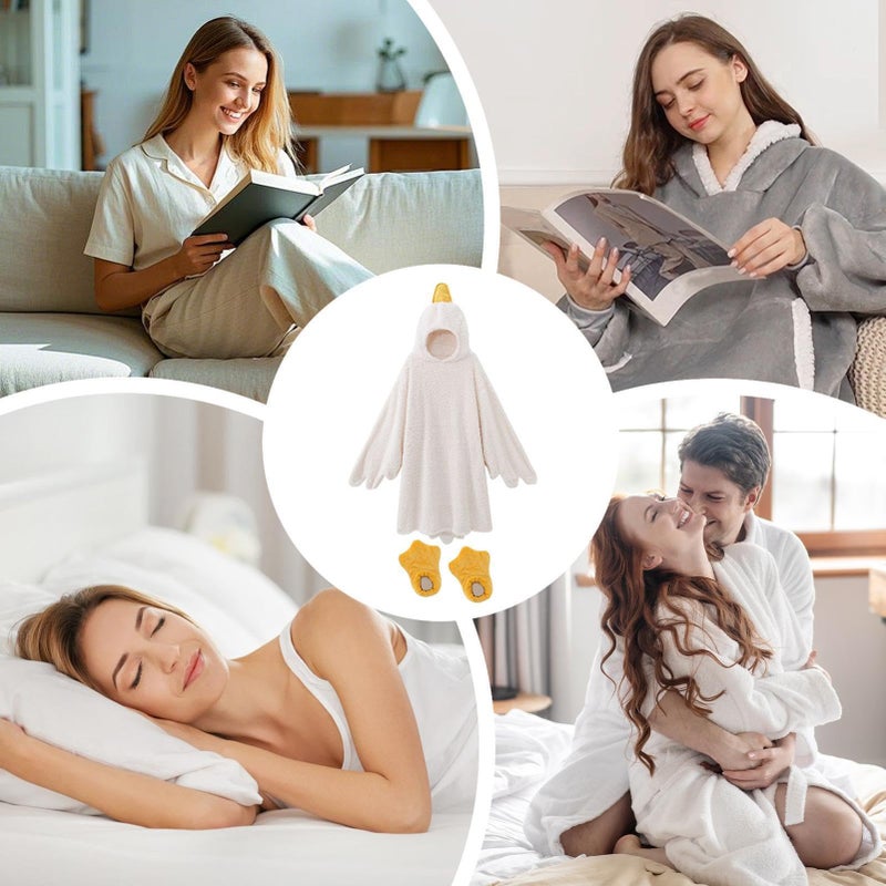 X Large Goose Blanket Hoodie Thick Coral Fleece Sleeping Bag With Sleeves and Feet - Image 5