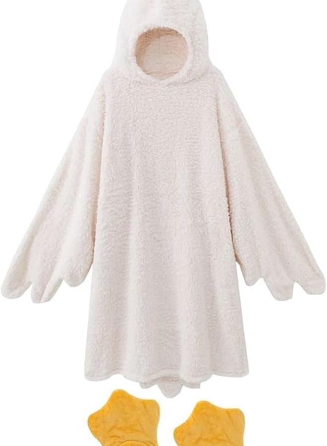 X Large Goose Blanket Hoodie Thick Coral Fleece Sleeping Bag With Sleeves and Feet - Image 1