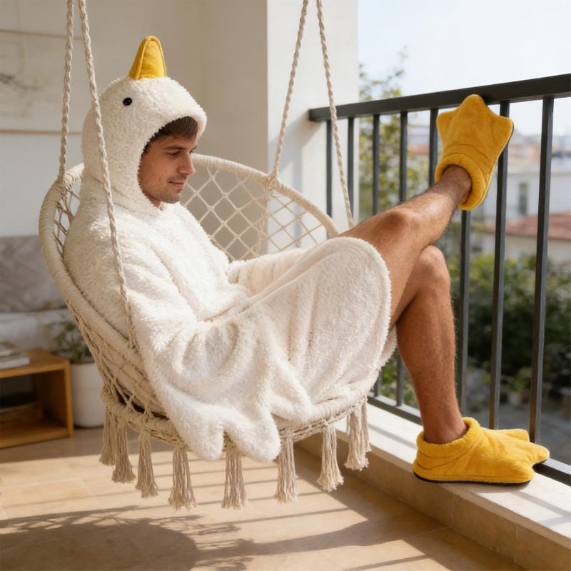 X Large Goose Blanket Hoodie Thick Coral Fleece Sleeping Bag With Sleeves and Feet - Image 3