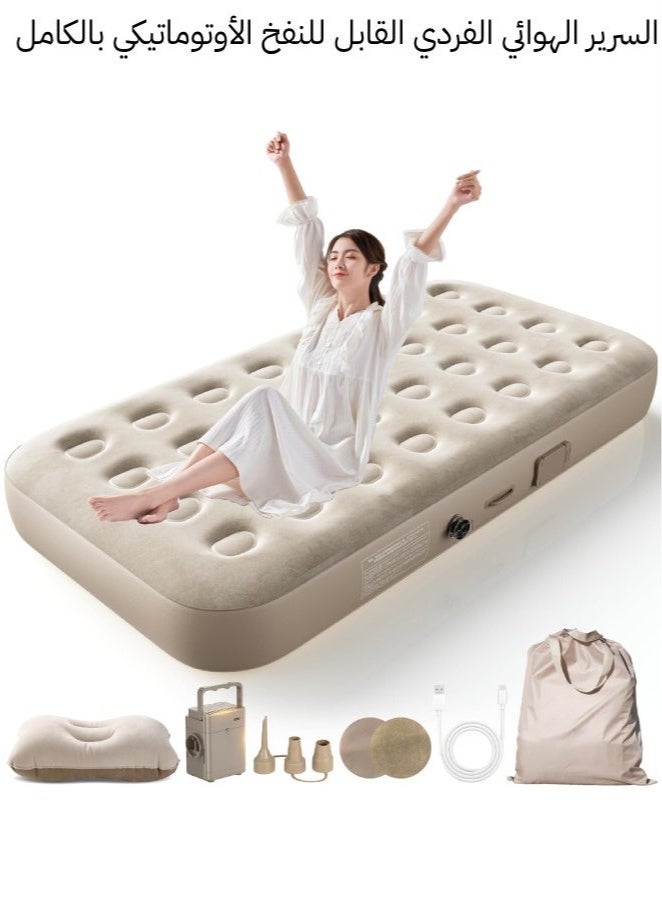 XiuWoo Self-Inflating Single Air Mattress,2-Min Quick Inflation/Deflation Built-in Pump,Portable Camping Bed with Inflatable Pillow, Repair Kit & Storage Bag ,for Home Travel Guests,330lbs Capacity,190*100*25cm - Image 1