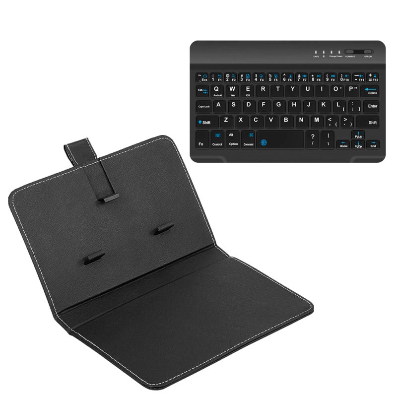 Wireless Keyboard Case: Black PU & ABS BT Keyboard, Magnetic Absorption, Unique Stand Design - Quick Typing, Protective Case Cover for Smartphone Typing, Movie Watching & On-the-go Use - Image 2