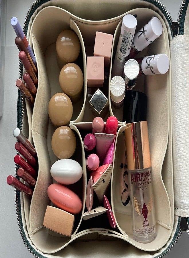 ETOILE إيتوال - حقيبة تجميل رمادية - حقيبة مكياج سفر أنيقة مع فواصل - Image 3